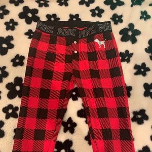 PINK red and black plaid pants